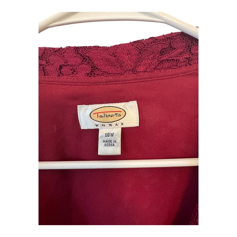 Talbots Woman Burgundy Floral Lace Button Front Jacket Plus Size 18W Romantic - Picture 2 of 8